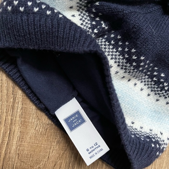 Janie and Jack Fair Isle Navy Winter Hat Size 6-12 months - Picture 3 of 3
